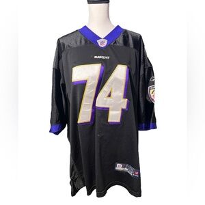 Reebok Michael Oher #74 Baltimore Ravens On-Field Black Sewn NFL Jersey, Size 54
